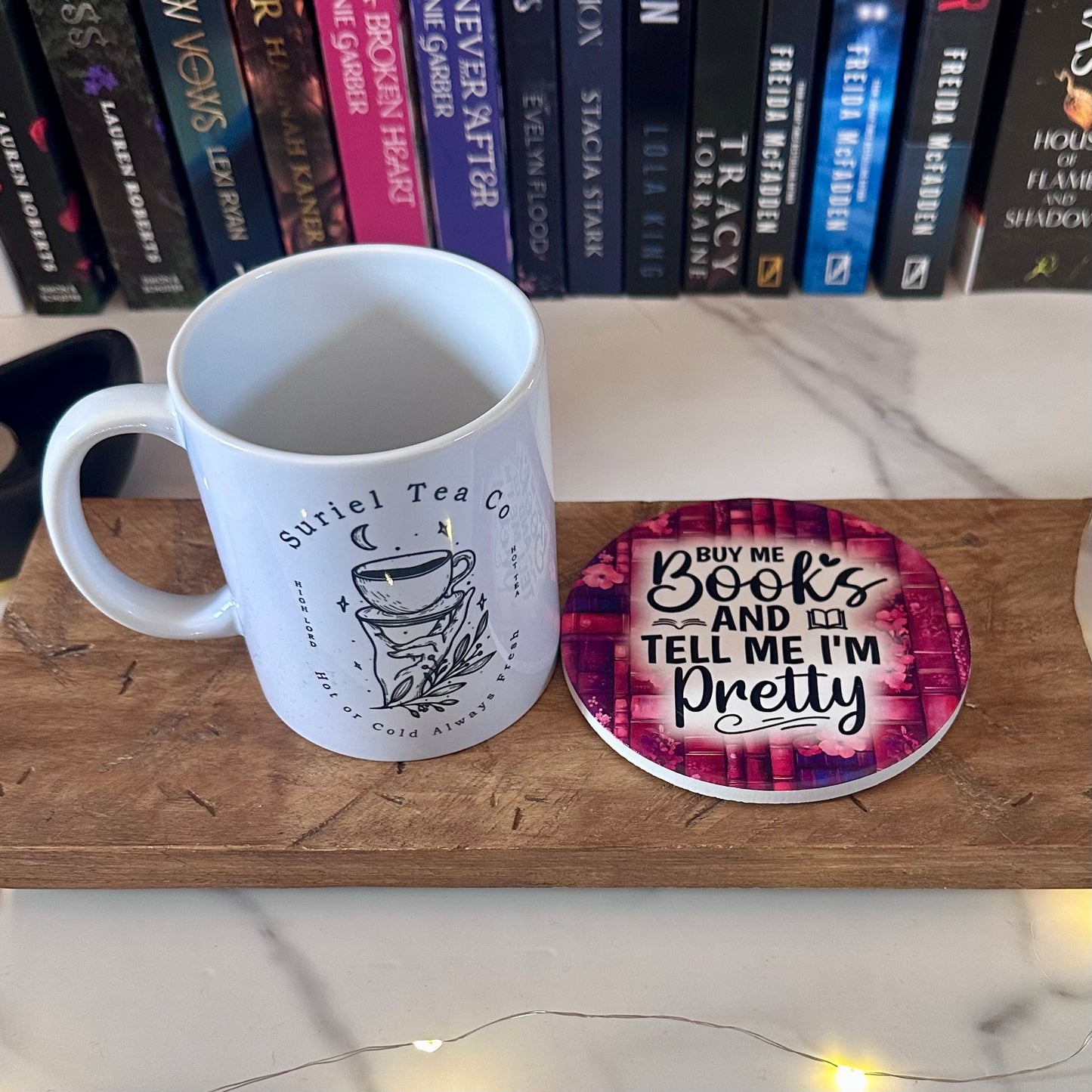 Buy Me Books and Tell Me I’m Pretty – Ceramic Bookish Coaster