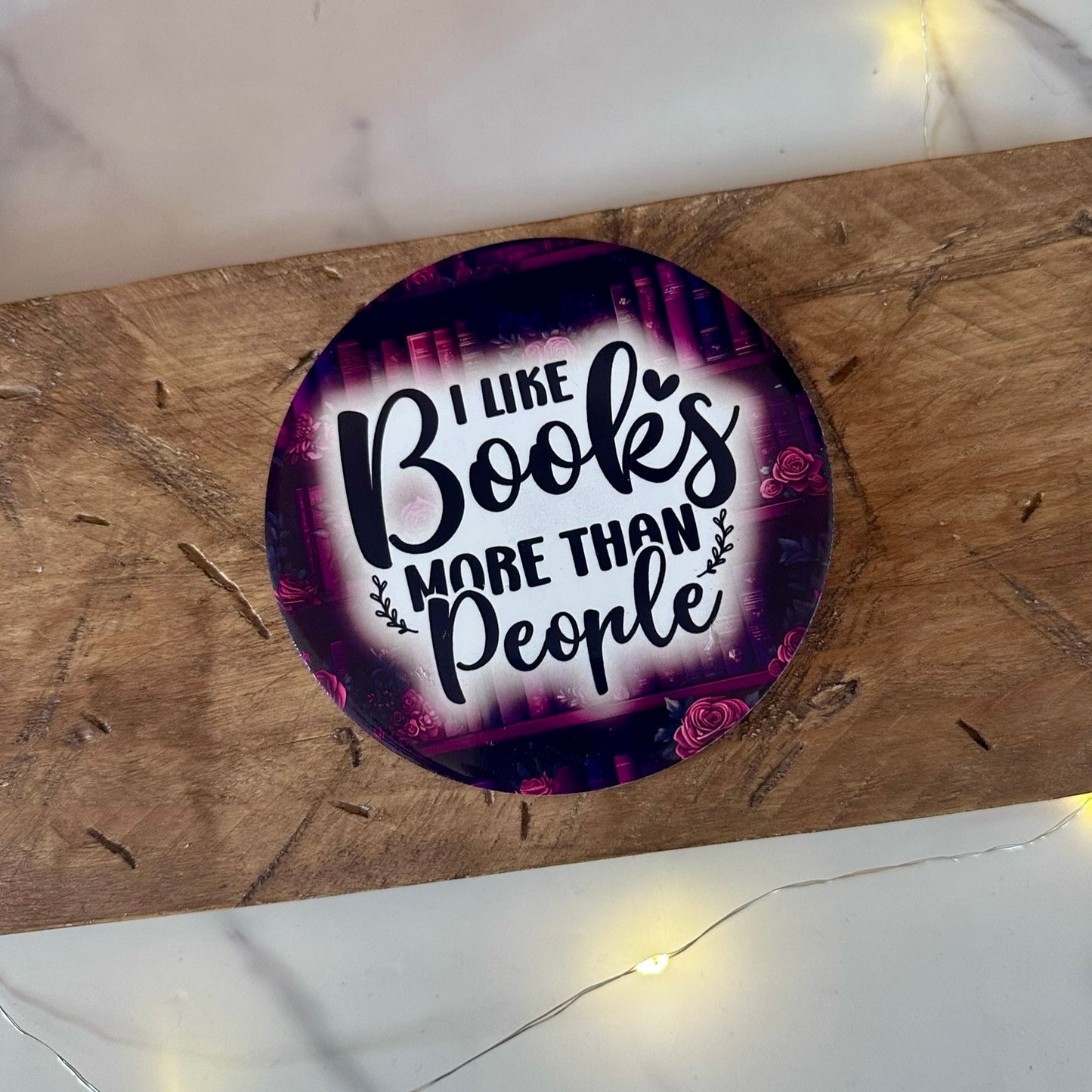 I Like Books More Then People – Ceramic Bookish Coaster