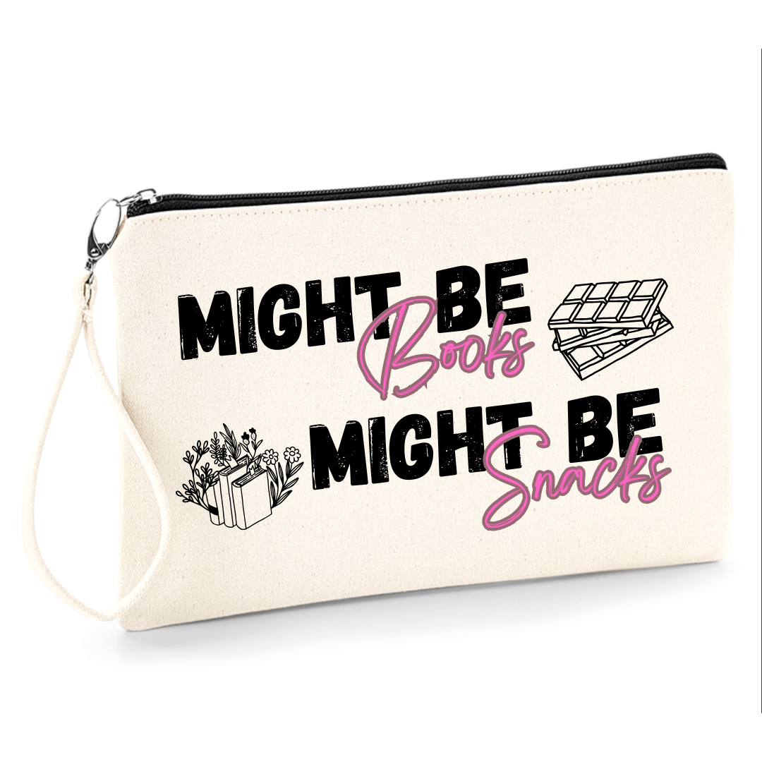 Might Be Books, Might Be Snacks – Canvas Accessory Pouch