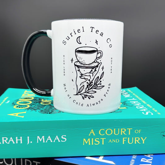 Suriel Tea Co Black Lined Mug, Acotar Tea Or Coffee Mug