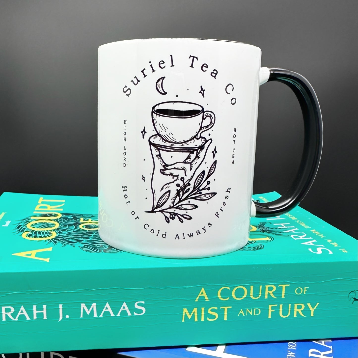 Suriel Tea Co Black Lined Mug, Acotar Tea Or Coffee Mug