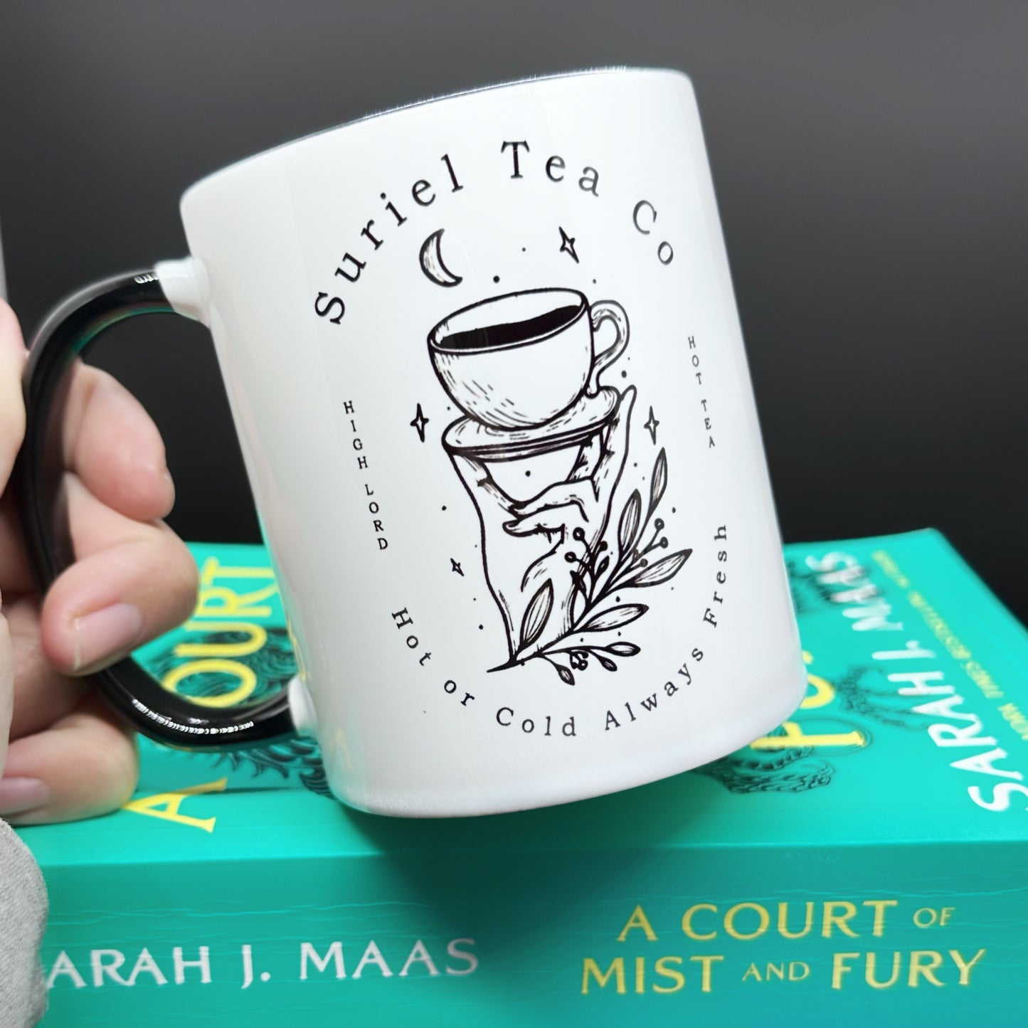 Suriel Tea Co Black Lined Mug, Acotar Tea Or Coffee Mug