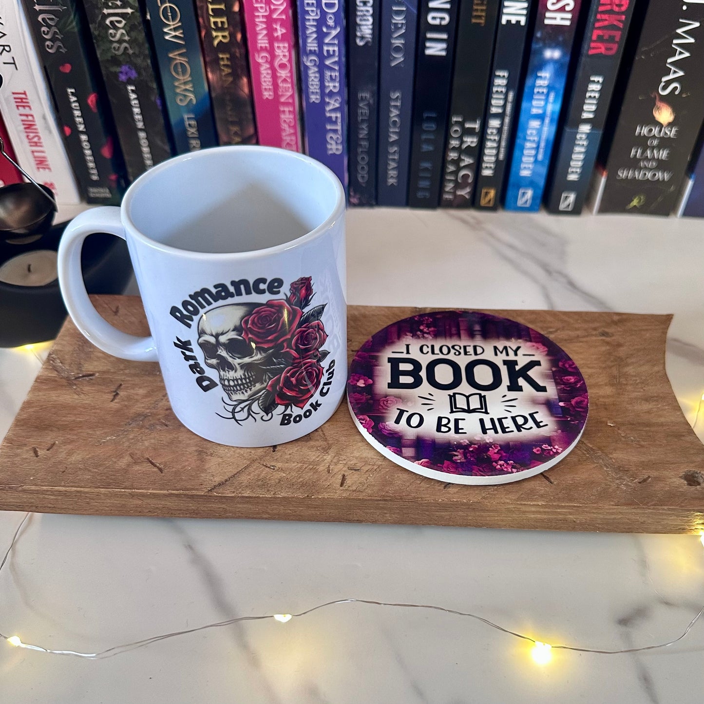 I Closed My Book To Be Here – Ceramic Bookish Coaster