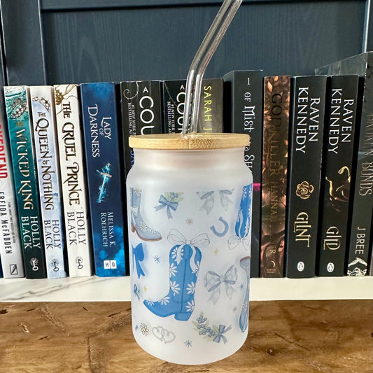 Cowboy Boots Frosted Glass Tumbler