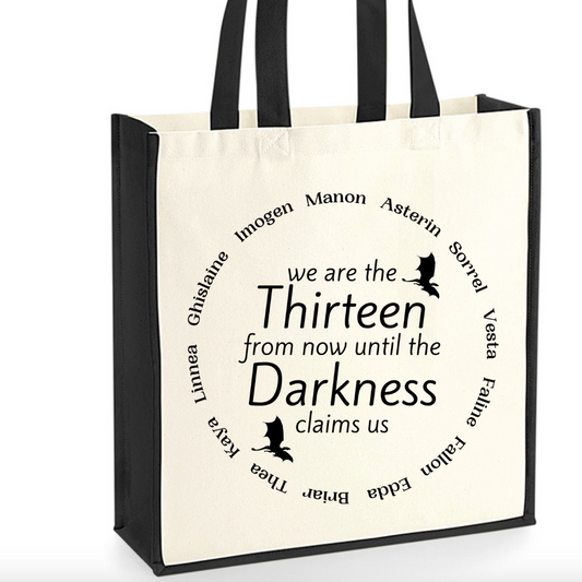 Throne Of Glass Tote Bag, We Are The Thirteen From Now Until The Darkness Claims Us Bag