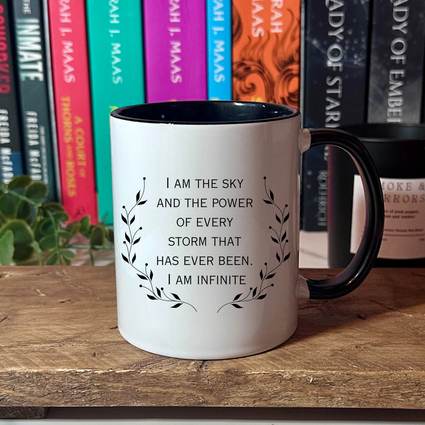 Fourth Wing Black Lined Mug, I An Infinite, Basgiath War College