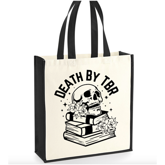 Death By Tar Tote Bag, Cute Book Bag, Canvas Tote Bag, Book Shop Tote Bag, Book Gifts