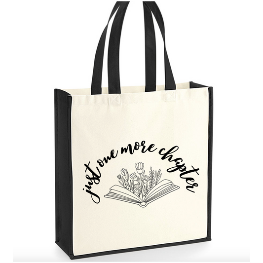 Just One More Chapter Tote Bag, Cute Book Bag, Canvas Tote Bag